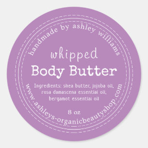 Handmade Body Butter Organic Business Purple Classic Round Sticker