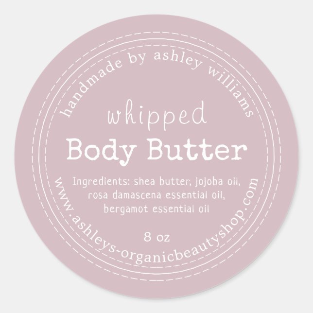 Handmade Body Butter Organic Business Purple Classic Round Sticker (Front)