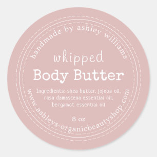 Handmade Body Butter Organic Business Silver Pink Classic Round Sticker