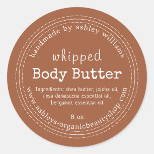 Handmade Body Butter Organic Business TerraCotta Classic Round Sticker