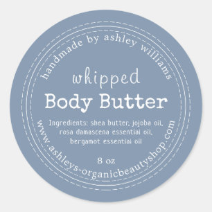 Handmade Body Butter Organic Business Vintage Blue Classic Round Sticker