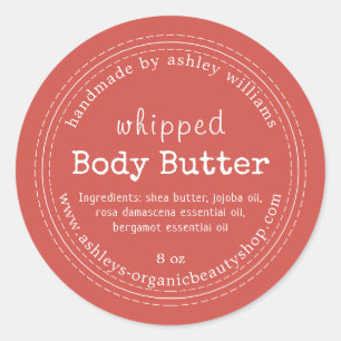 Handmade Body Butter Organic Business Warm Red Classic Round Sticker