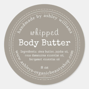 Handmade Body Butter Organic Business Wool Grey Classic Round Sticker