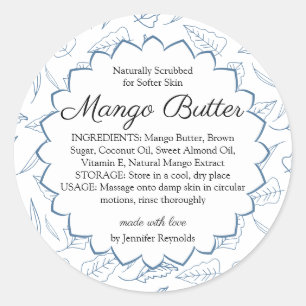 Handmade Body Butter Organic Mango Classic Round Sticker