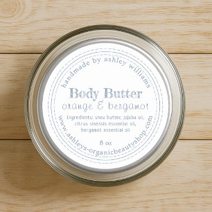 Handmade Body Butter Organic Skincare Vintage Blue Classic Round Sticker