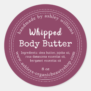 Handmade Body Butter Purple Organic Jar Label