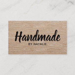 Handmade Bold Text Minimalist Rustic Wooden Business Card
