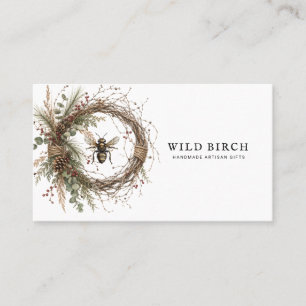 Handmade Botanical Wreath Logo Business Card