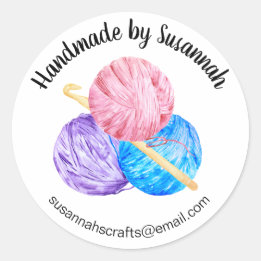 Handmade Business Crochet Classic Round Sticker
