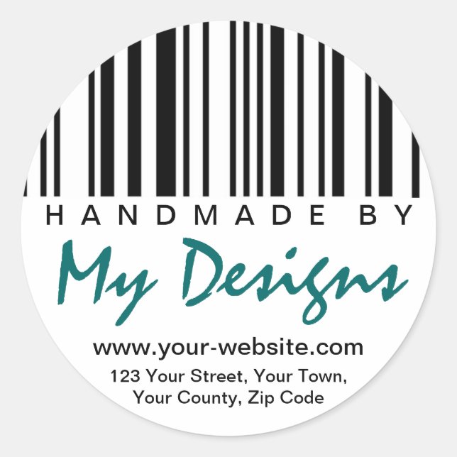 Handmade By Barcode Label Stickers (Front)
