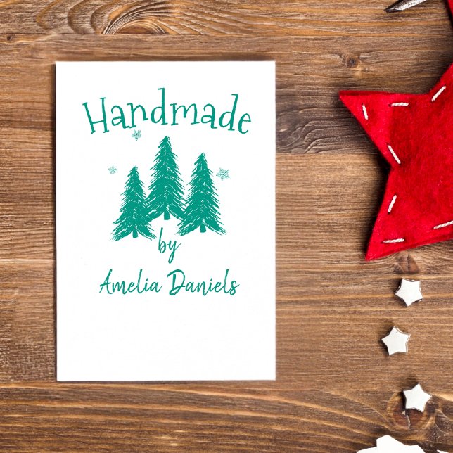Handmade by  Christmas Tree Personalised Self-inking Stamp (Creator Uploaded)