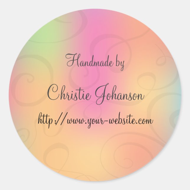 Handmade by - curl design classic round sticker (Front)