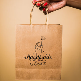 Handmade by (custom name), Large  Rubber Stamp