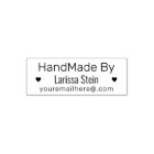 Handmade by (custom text) + name & small hearts