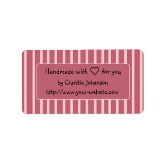 Handmade by - cute pink striped design label