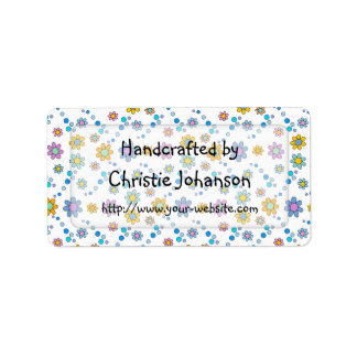 Handmade by - cute, trendy doodle flowers label
