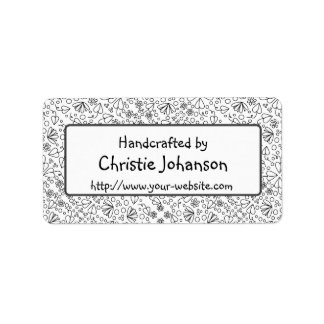 Handmade by - cute, trendy doodle flowers label