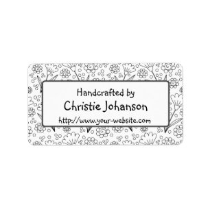 Handmade by - cute, trendy doodle flowers label