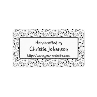 Handmade by - cute, trendy doodle flowers label