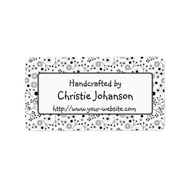 Handmade by - cute, trendy doodle flowers label (Front)