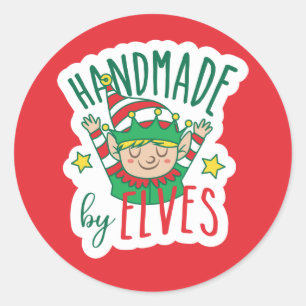 Handmade by Elves - Custe Christmas Classic Round Sticker
