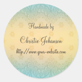 Handmade by - floral design classic round sticker