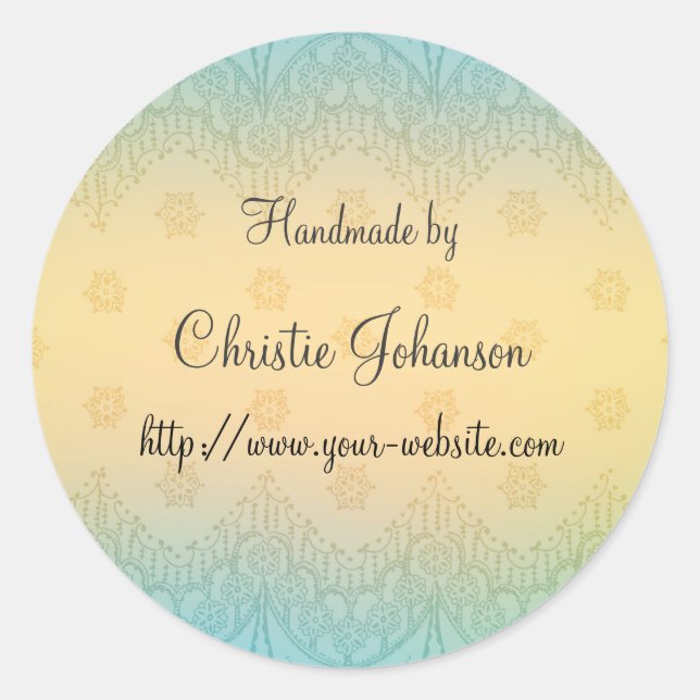 Handmade by - floral design classic round sticker (Front)