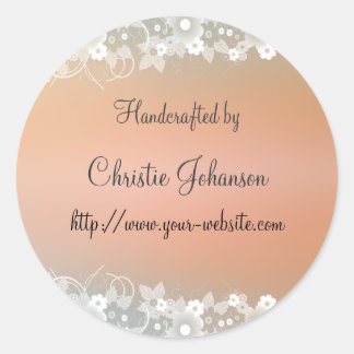 Handmade by - floral design classic round sticker