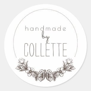 Handmade By Floral Laurel Logo Product Label