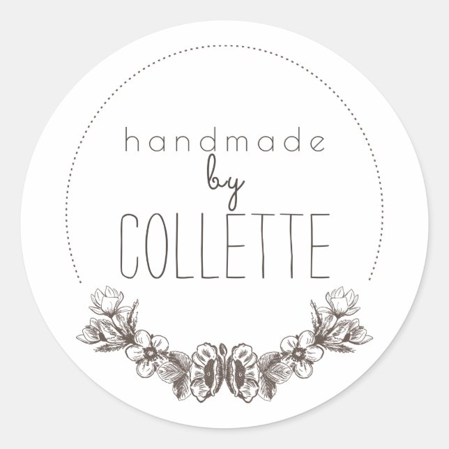 Handmade By Floral Laurel Logo Product Label (Front)