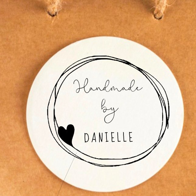 Handmade by Hand-Drawn Heart Frame Self-inking Stamp (Creator Uploaded)