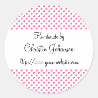 Handmade by - hearts design classic round sticker
