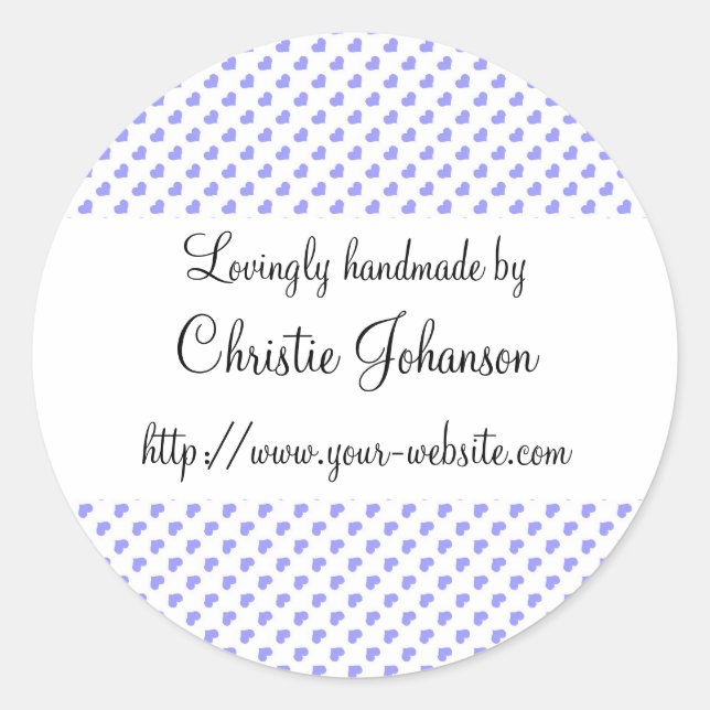Handmade by - hearts design classic round sticker (Front)