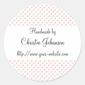 Handmade by - hearts design classic round sticker
