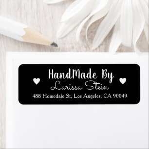 'Handmade By' Hearts Romantic black