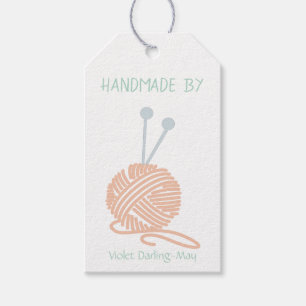 Handmade by - Knitting Yarn and Care Instructions Gift Tags