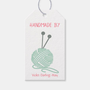 Handmade by - Knitting Yarn and Care Instructions Gift Tags