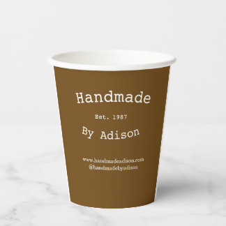 handmade by name social media website est. year si paper cups