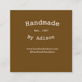 handmade by name social media website est. year si square business card
