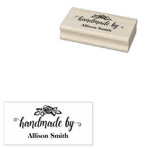 Handmade by Personalised with Rose Stamp