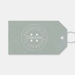Handmade by sewing button gift tag