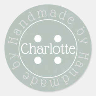 Handmade by sewing button paper sticker