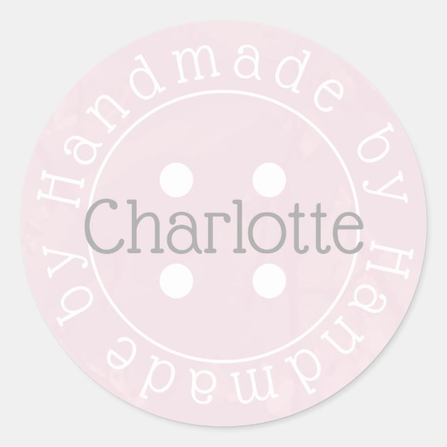 Handmade by sewing button sticker (Front)