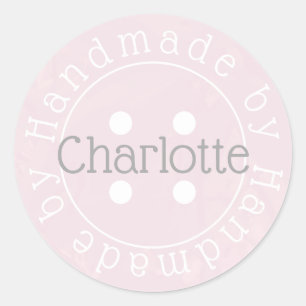 Handmade by sewing button sticker