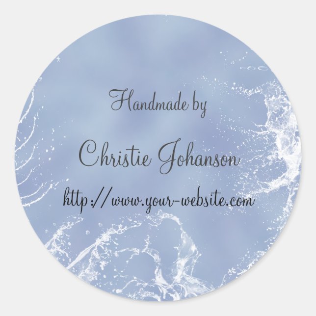 Handmade by - splashes design classic round sticker (Front)
