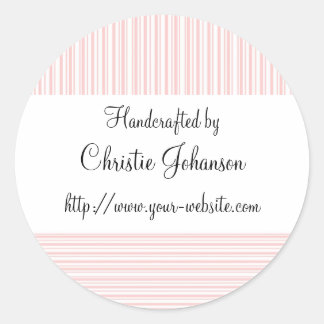 Handmade by - stripes design classic round sticker