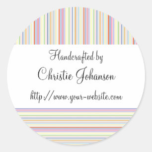 Handmade by - stripes design classic round sticker