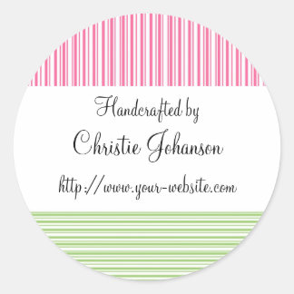 Handmade by - stripes design classic round sticker