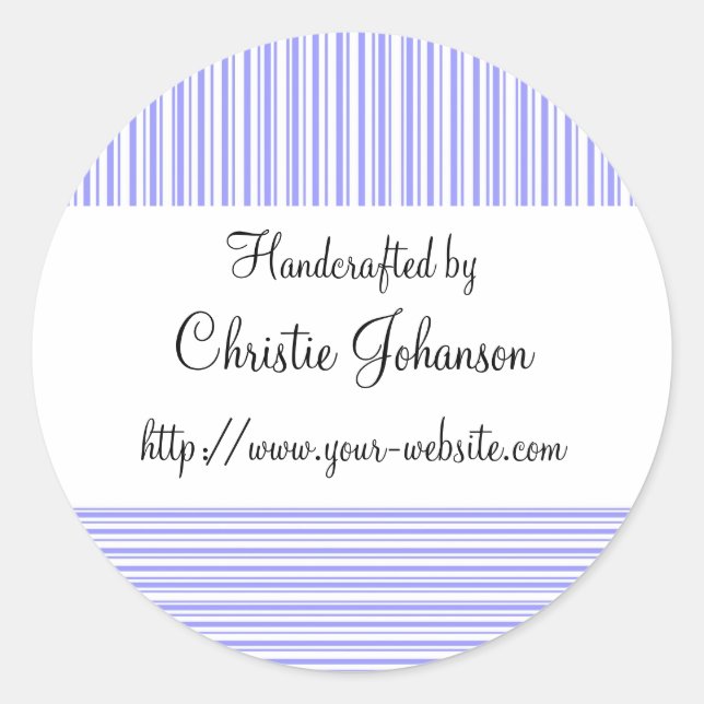 Handmade by - stripes design classic round sticker (Front)
