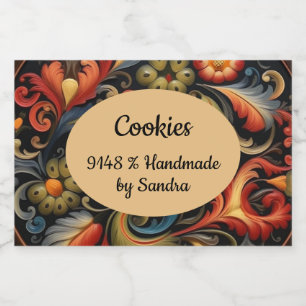 Handmade by yourname Rosepaint Rosemaling 4 of 6 Food Label